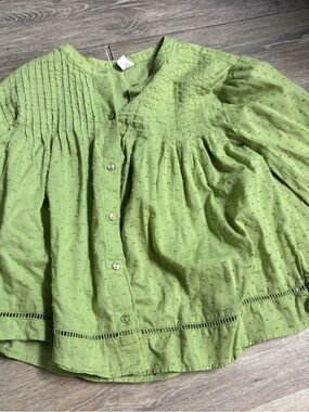 Old Navy Light Green Eyelet Button-Front Top